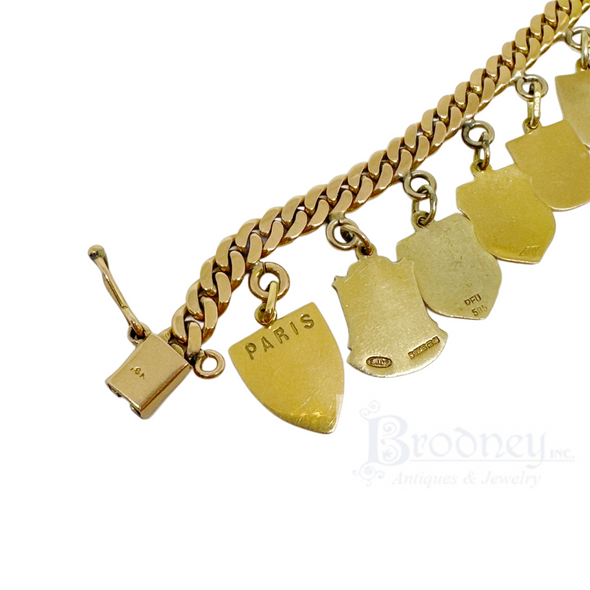18 Kt Gold Bracelet with 16 Flags and Destinations Charms