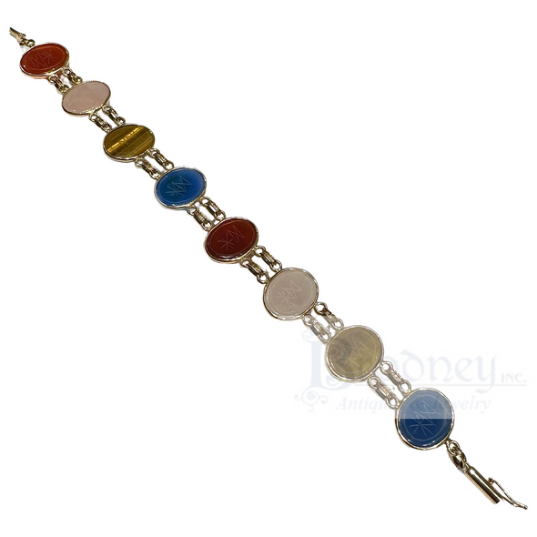 14 Kt Gold and Multicolored Scarab Bracelet