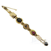 Victorian 14 Kt Gold Bead and Seven Slide Bracelet with Various Gem Stones