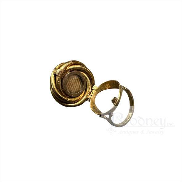 Victorian 14 Kt / 10 Kt Gold Blue Enamel and Pearl Locket Ring