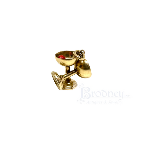 14 Gold and Enamel Pair of Cocktail Glasses Charm