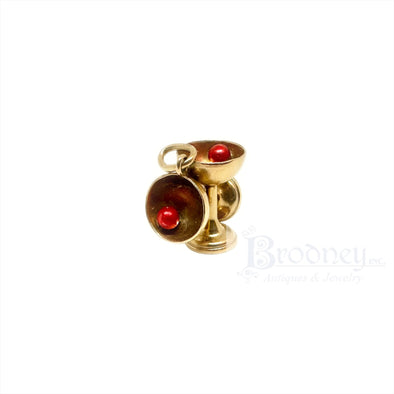 14 Gold and Enamel Pair of Cocktail Glasses Charm