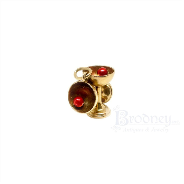 14 Gold and Enamel Pair of Cocktail Glasses Charm