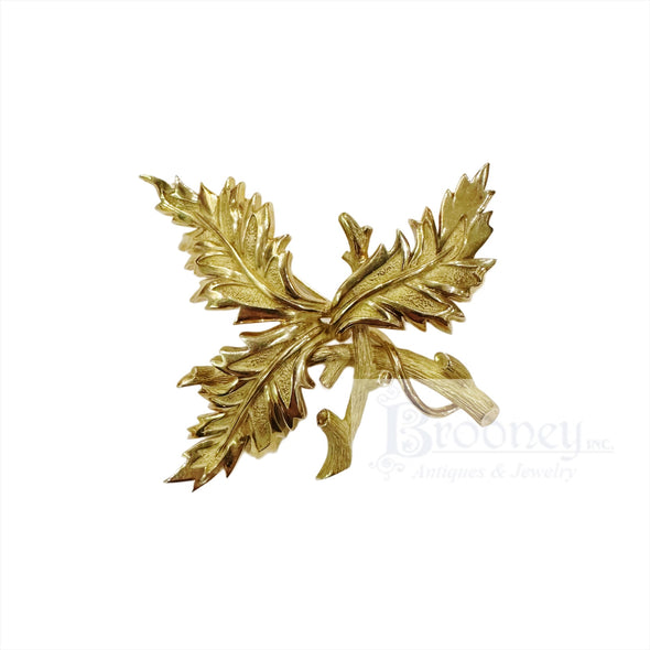 Tiffany & Co. Schlumberger Studios 18 Kt Gold Three Leaf Brooch