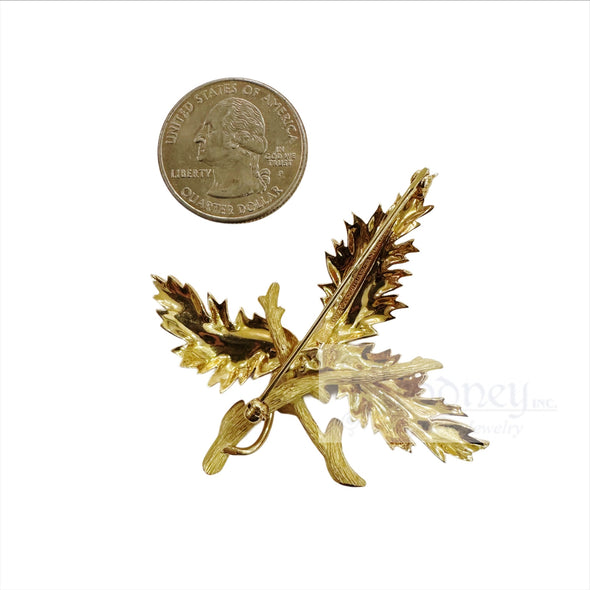 Tiffany & Co. Schlumberger Studios 18 Kt Gold Three Leaf Brooch