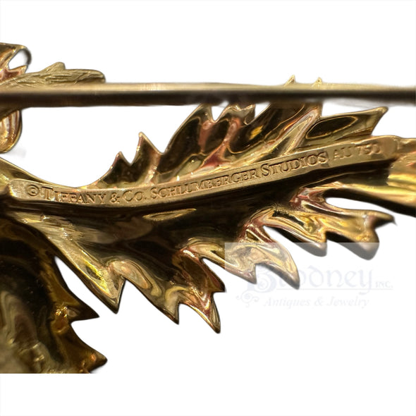 Tiffany & Co. Schlumberger Studios 18 Kt Gold Three Leaf Brooch