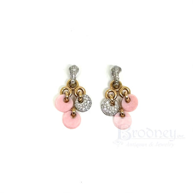 18 Kt Gold Peruvian Opal and Diamond Earrings