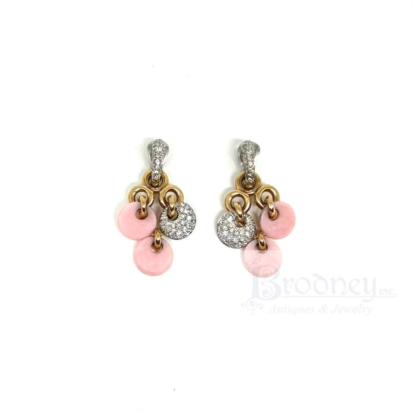 18 Kt Gold Peruvian Opal and Diamond Earrings