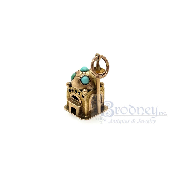 14 Kt Gold and Turquoise Mosque Charm