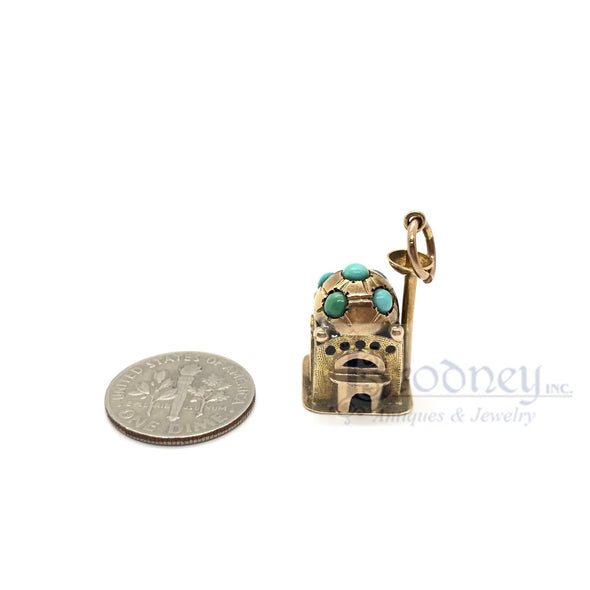 14 Kt Gold and Turquoise Mosque Charm