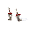 18 Kt White Gold Enamel and Diamond Mushroom Earrings