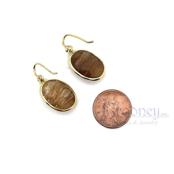 18 Kt Gold and Rutilated Quartz Earrings