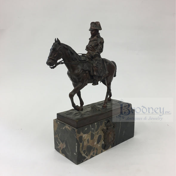 Marion Bronze Figure of Napoleon Riding a Horse with a Marble Base