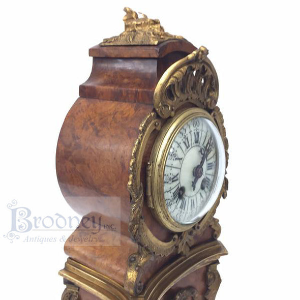 french-tall-small-wood-clock-antique