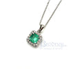 14 Kt Gold Emerald and Diamond Halo Pendant
