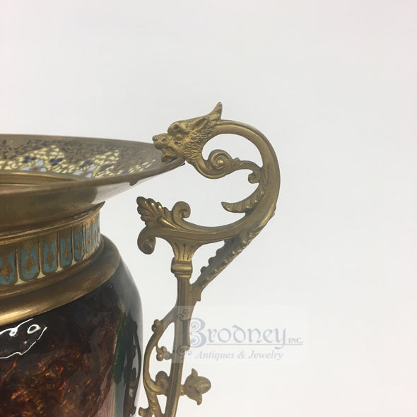 French Enamel on Copper Vase with Champlevé details