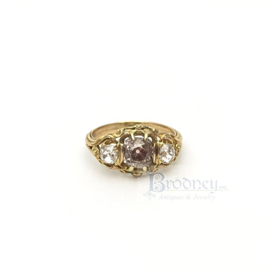 18kt-three-stone-diamond-ring-old-mine-cut-fine-estate-jewelry