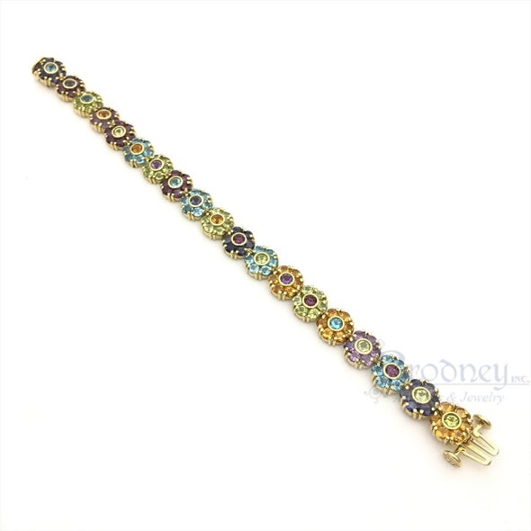 18 Kt Gold Multi Color Gem Stone Bracelet