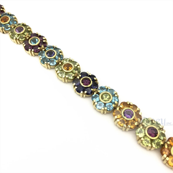 18 Kt Gold Multi Color Gem Stone Bracelet